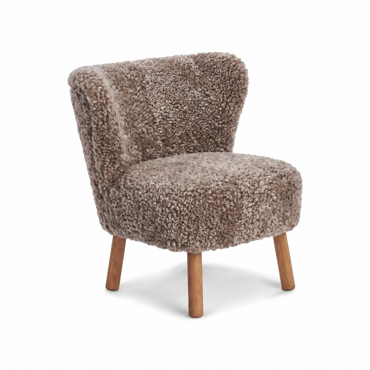 Emily Lounge Chair | Short Wool Cappuccino / Oak Legs