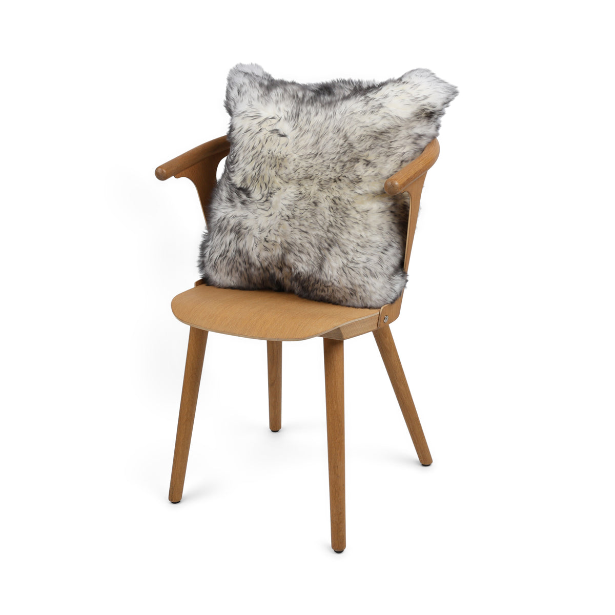 Sheepskin Cushion | Long Wool | New Zealand | Square Black Tip