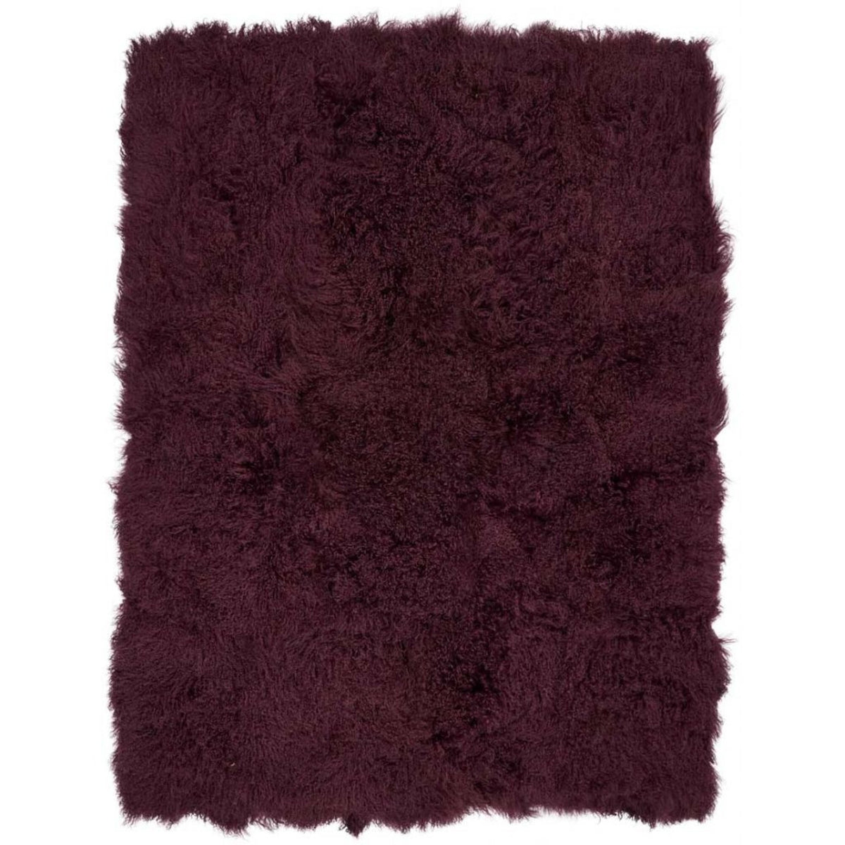 Throw of Curly Sheepskin | 55x71 in Aubergine