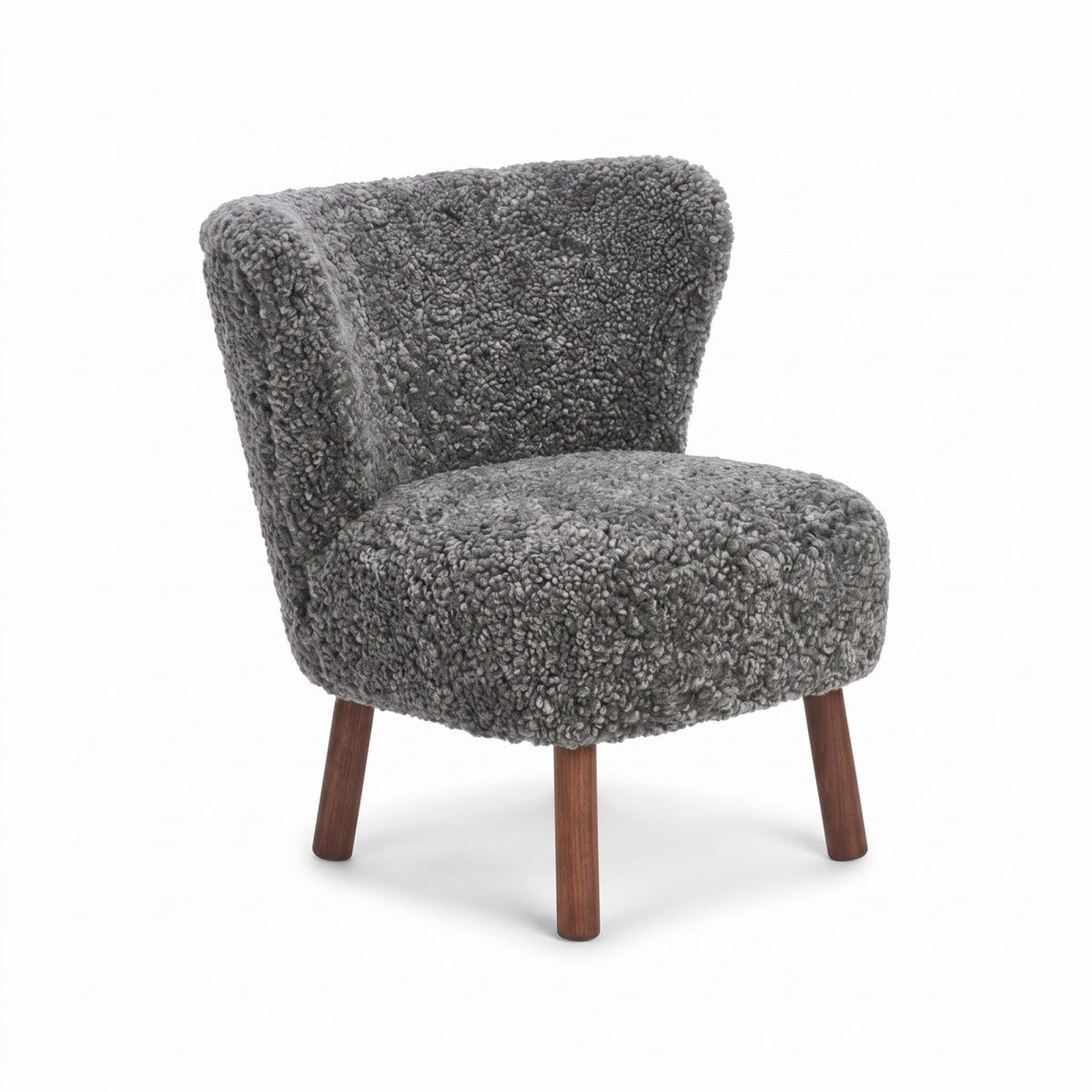 Emily Lounge Chair | Short Wool Graphite / Walnut Legs