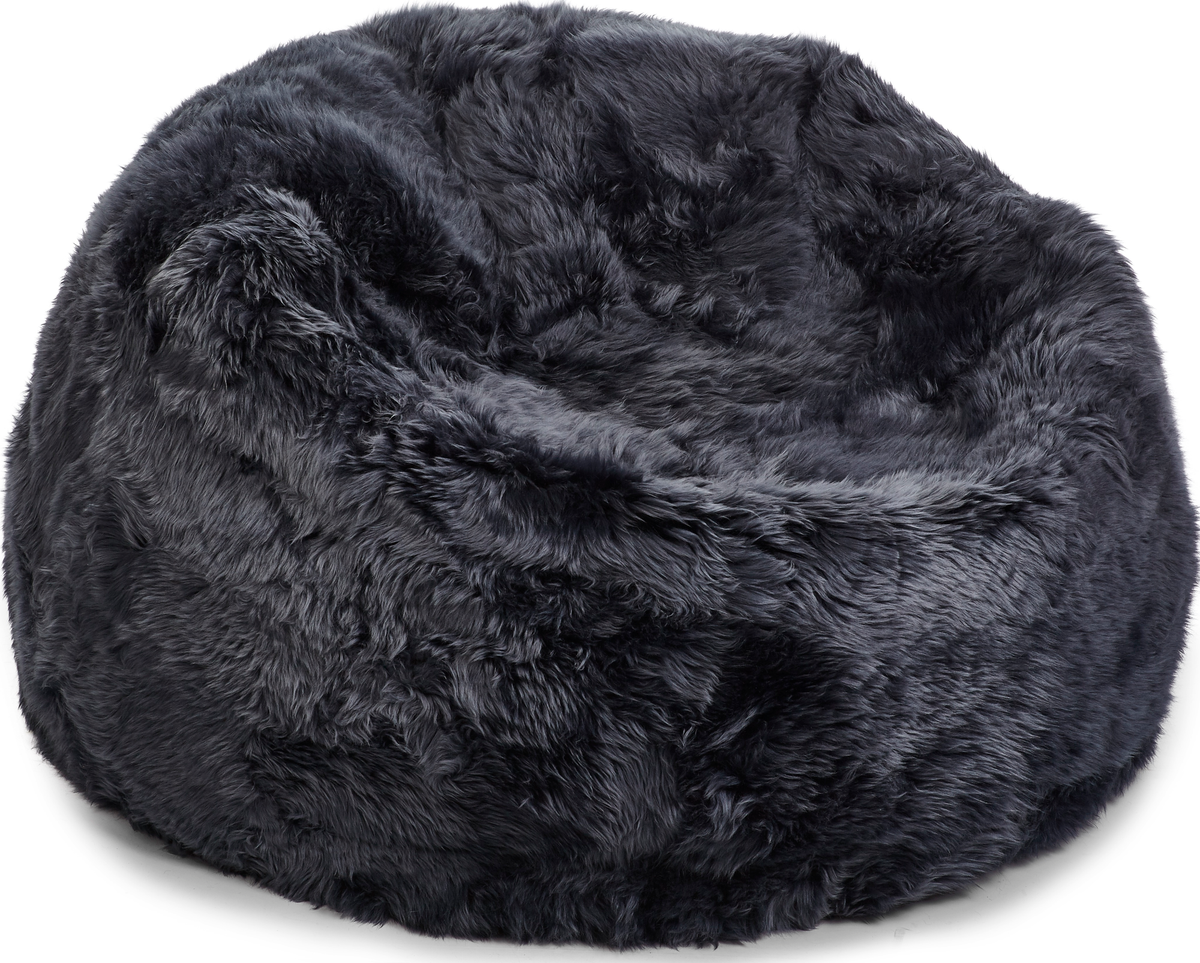 Round Sheepskin Bean Bag | Long Wool | Medium | Large Navy / D37x36 in