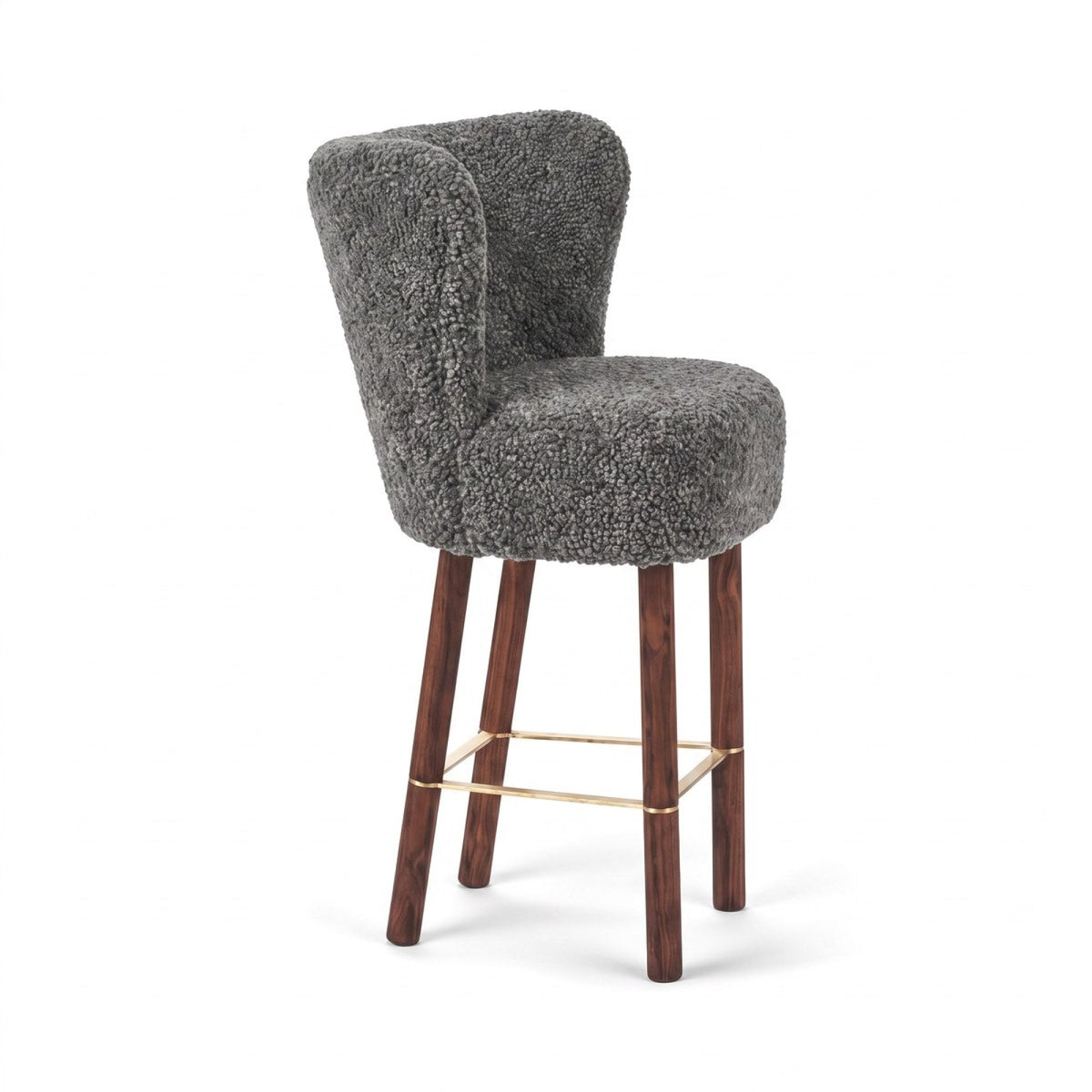 Emilia Bar Stool Graphite / Walnut Legs w. Brass Frame