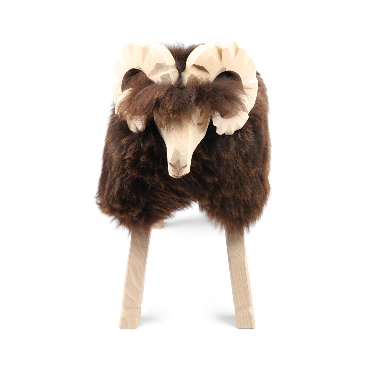 Alpine Sheep Sculpture Natural Brown / L