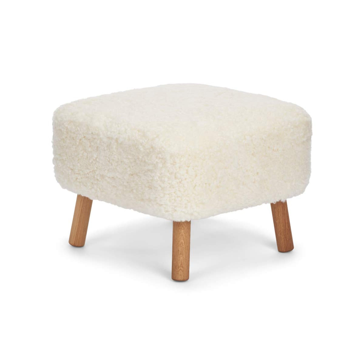 Emily Foot Rest | Short Wool Ivory / Oak Legs