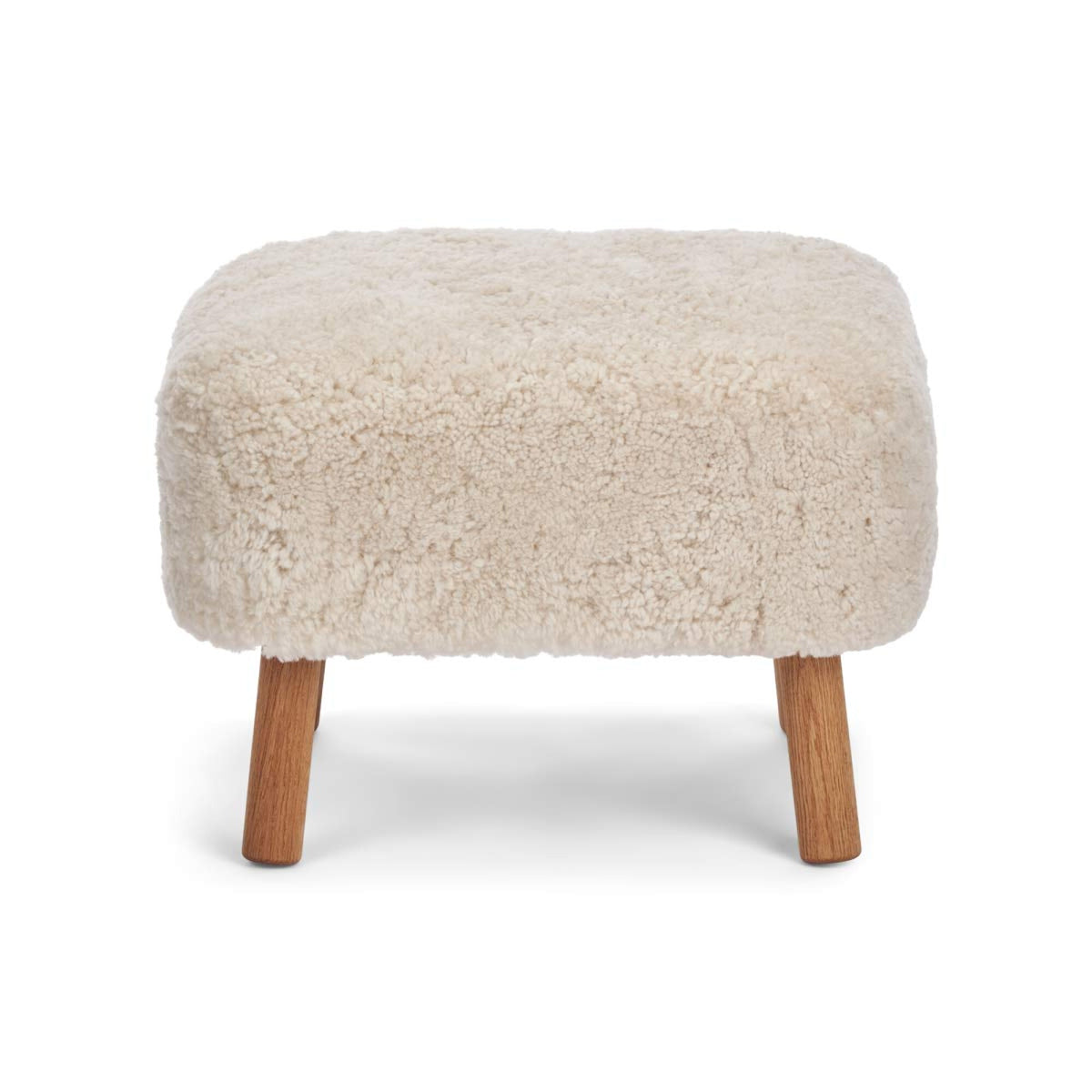 Emily Foot Rest | Short Wool Pearl / Oak Legs