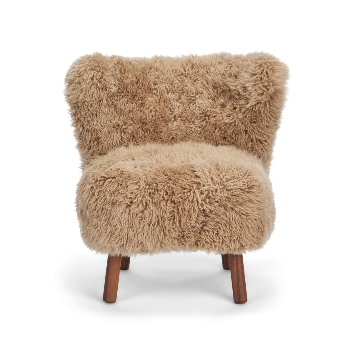 Emily Lounge Chair | Long Wool Honey / Walnut Legs