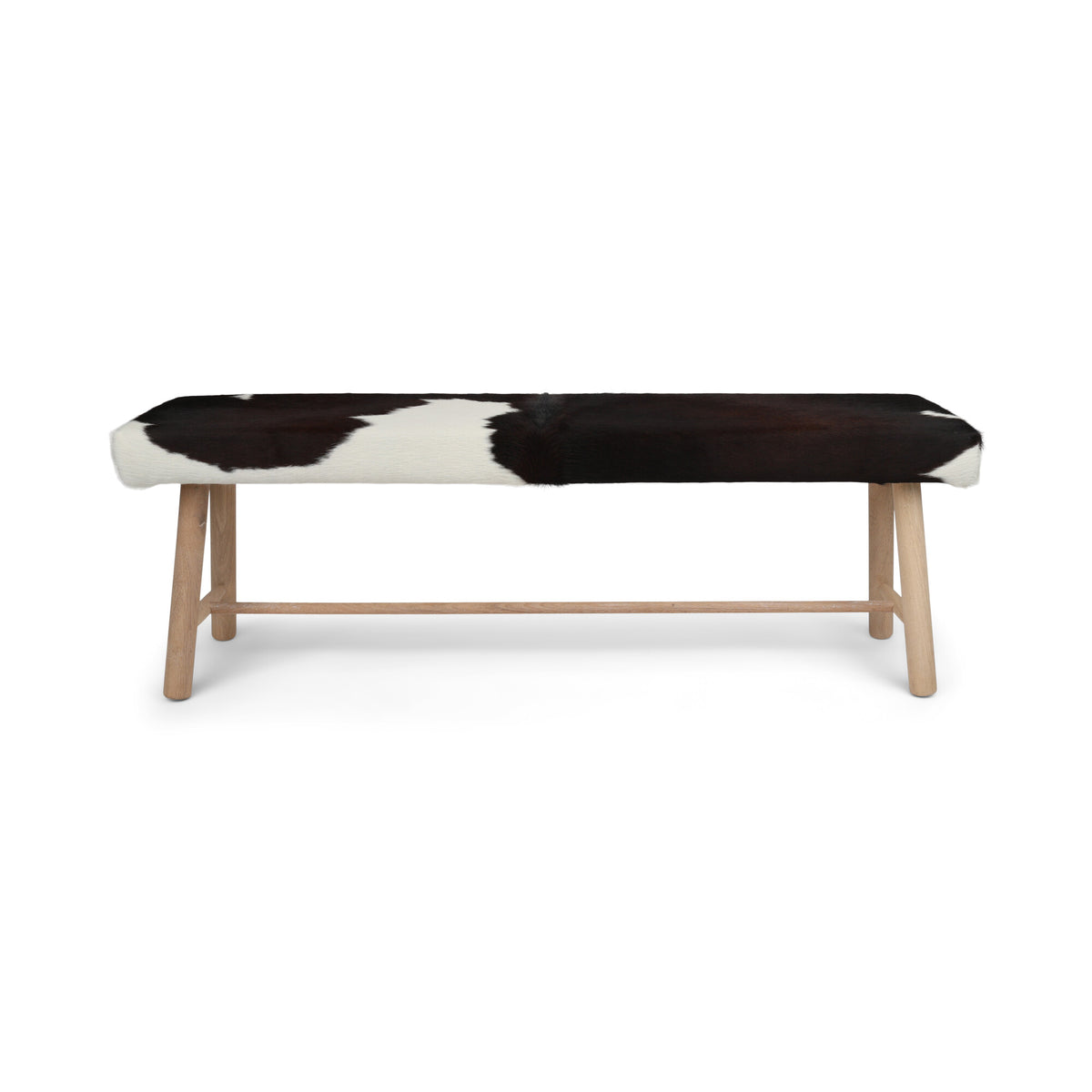 Cowhide Bench Black/White / Oak Legs