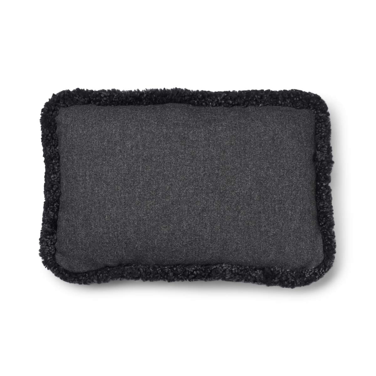 Short-Wool Sheepskin Cushion | SW trim | 20x20 in | 13x20 in Charcoal/Anthracite / 13x20 in