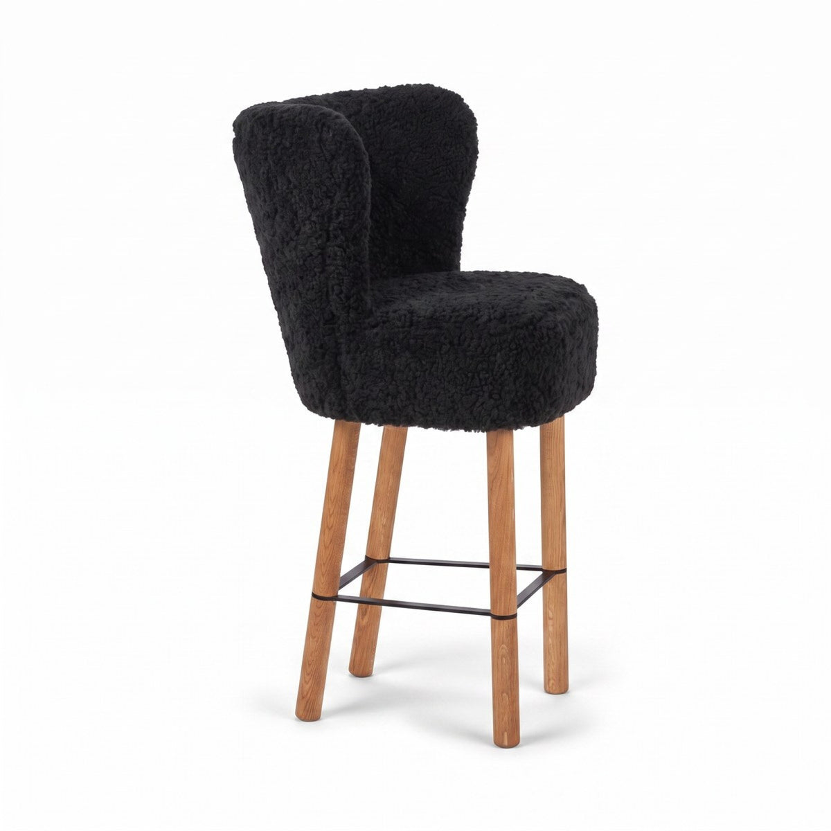Emilia Bar Stool Black / Oak Legs w. Black Steel Frame