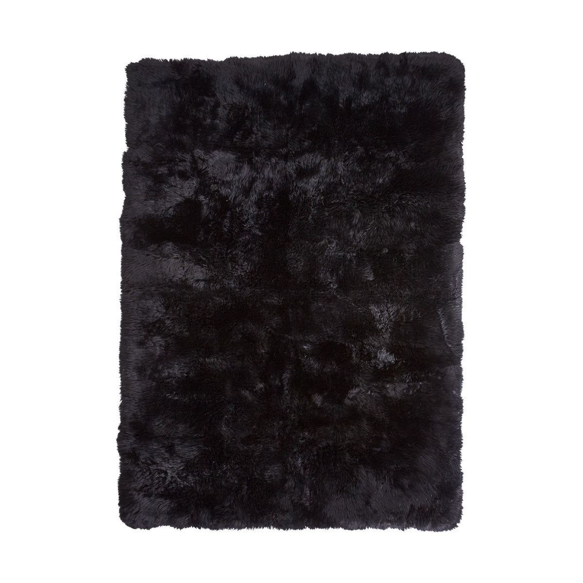 Long Wool Sheepskin Design Rug Black / 67x94 in
