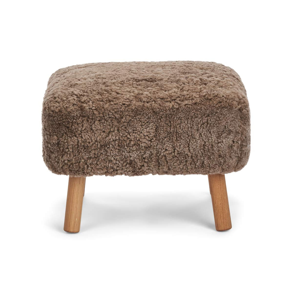 Emily Foot Rest | Short Wool Taupe / Oak Legs