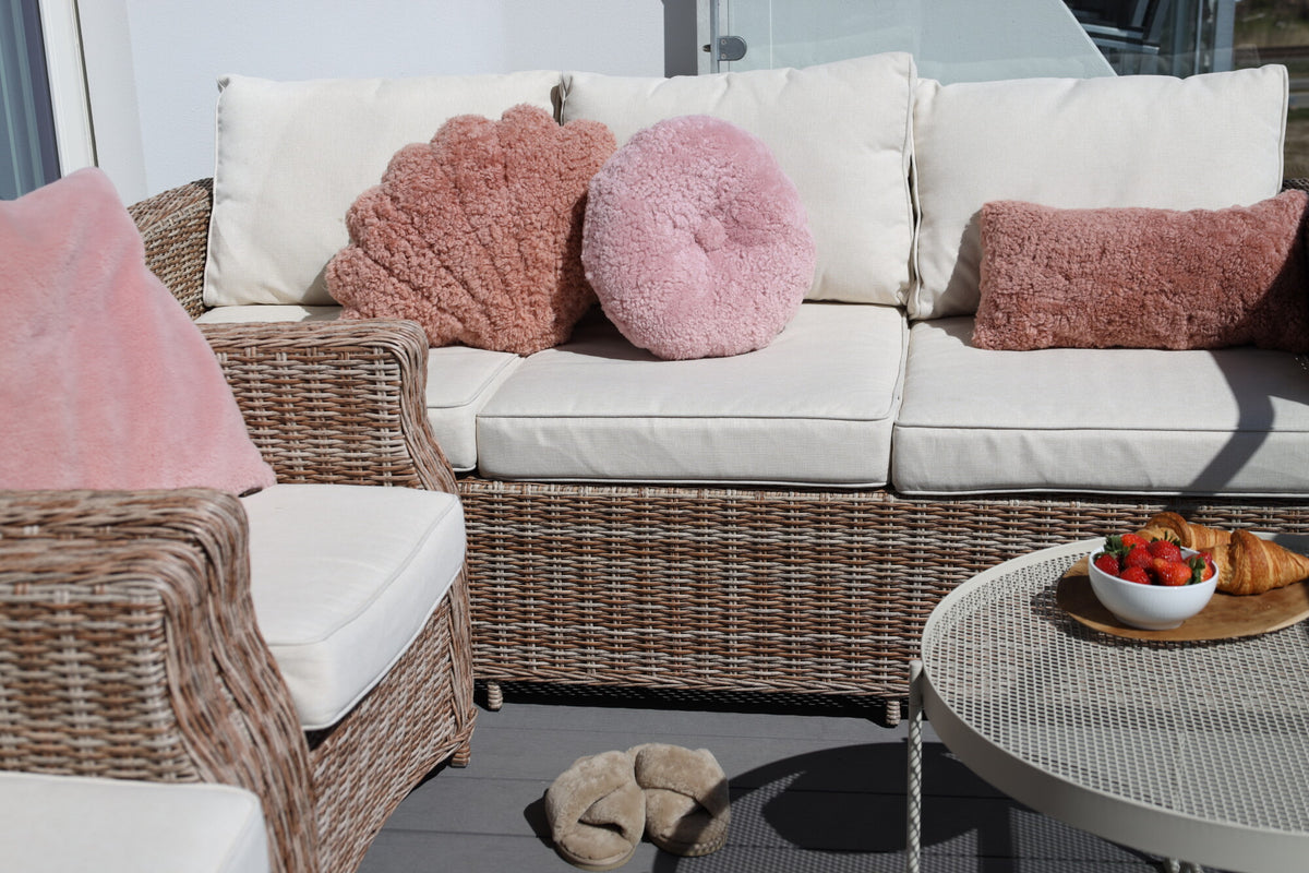Short-Wool Cushion | Doublesided | 12x24 in Coral Rose