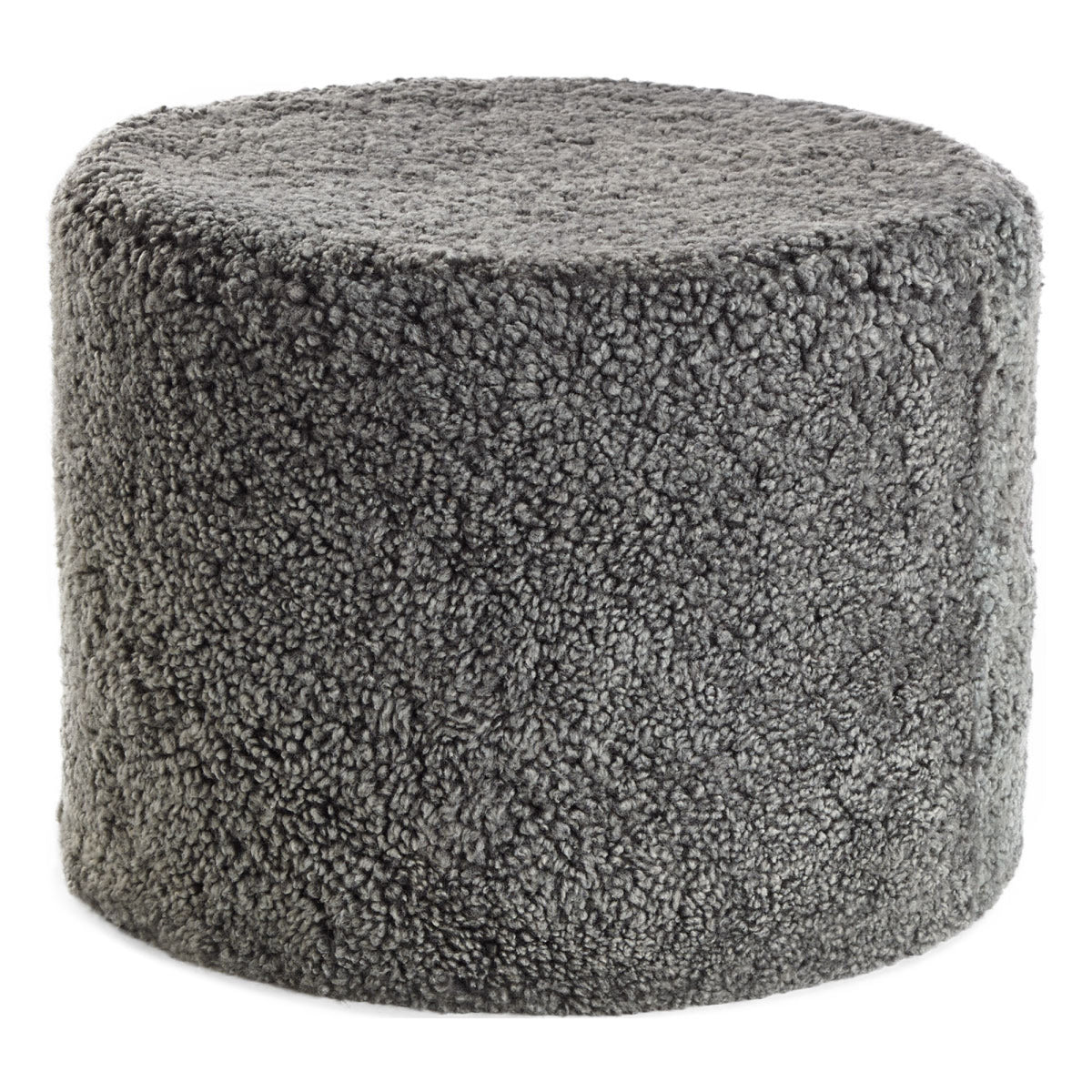 Short Wool Curly Sheepskin Pouf