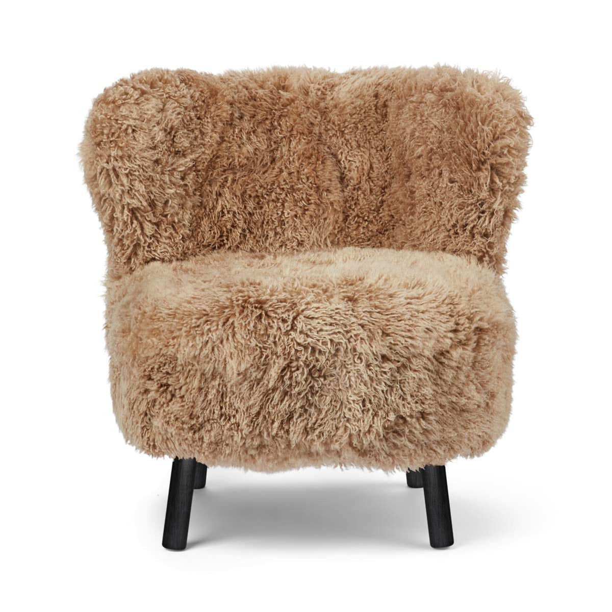 Emily Lounge Chair | Long Wool Honey / Black Beech Legs
