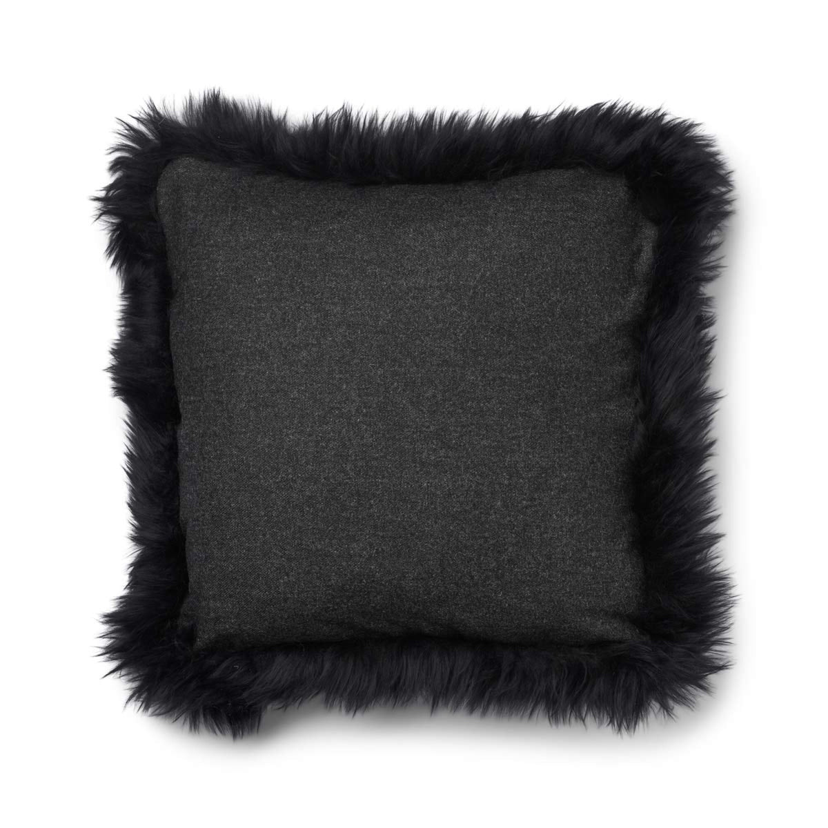 Wool Cushion | LW trim | 20x20 in | 13x20 in Charcoal/Black / 20x20 in