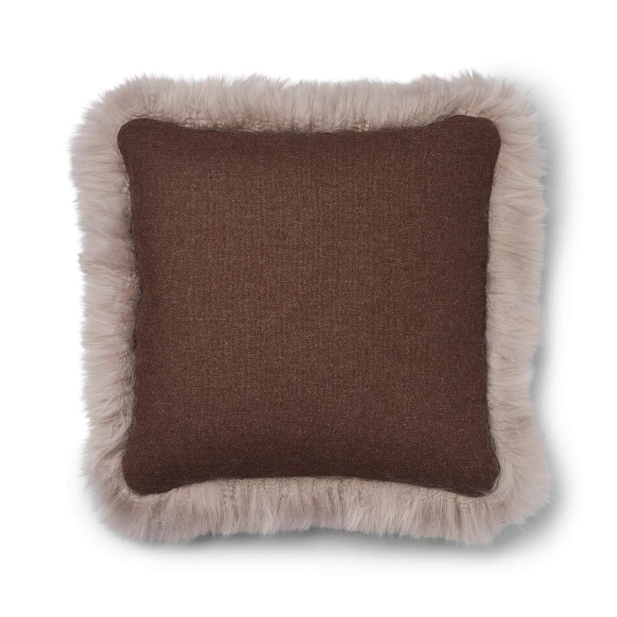 Wool Cushion | LW trim | 20x20 in | 13x20 in Brown/Dove / 20x20 in