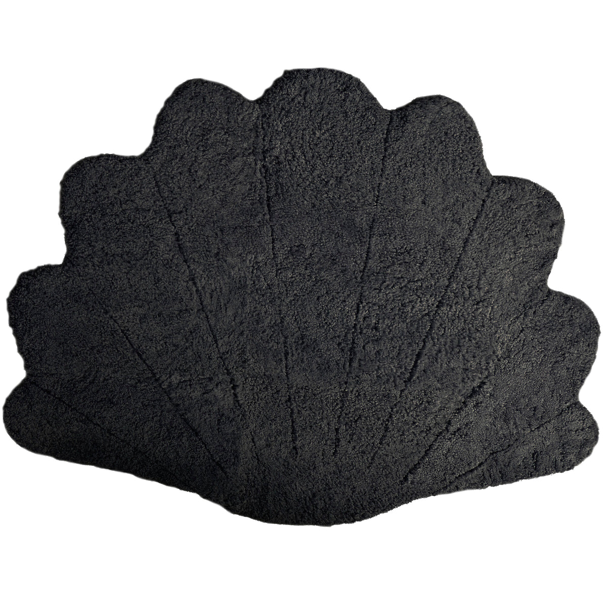 Short Wool Curly Sheepskin Shell Design Rug | 83x59 in Black