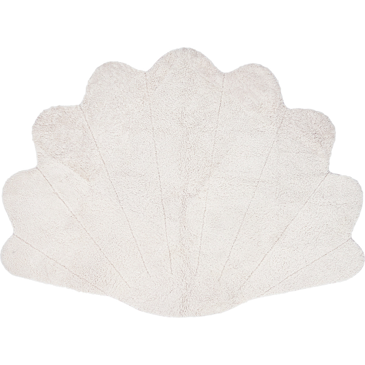Short Wool Curly Sheepskin Shell Design Rug | 83x59 in Ivory
