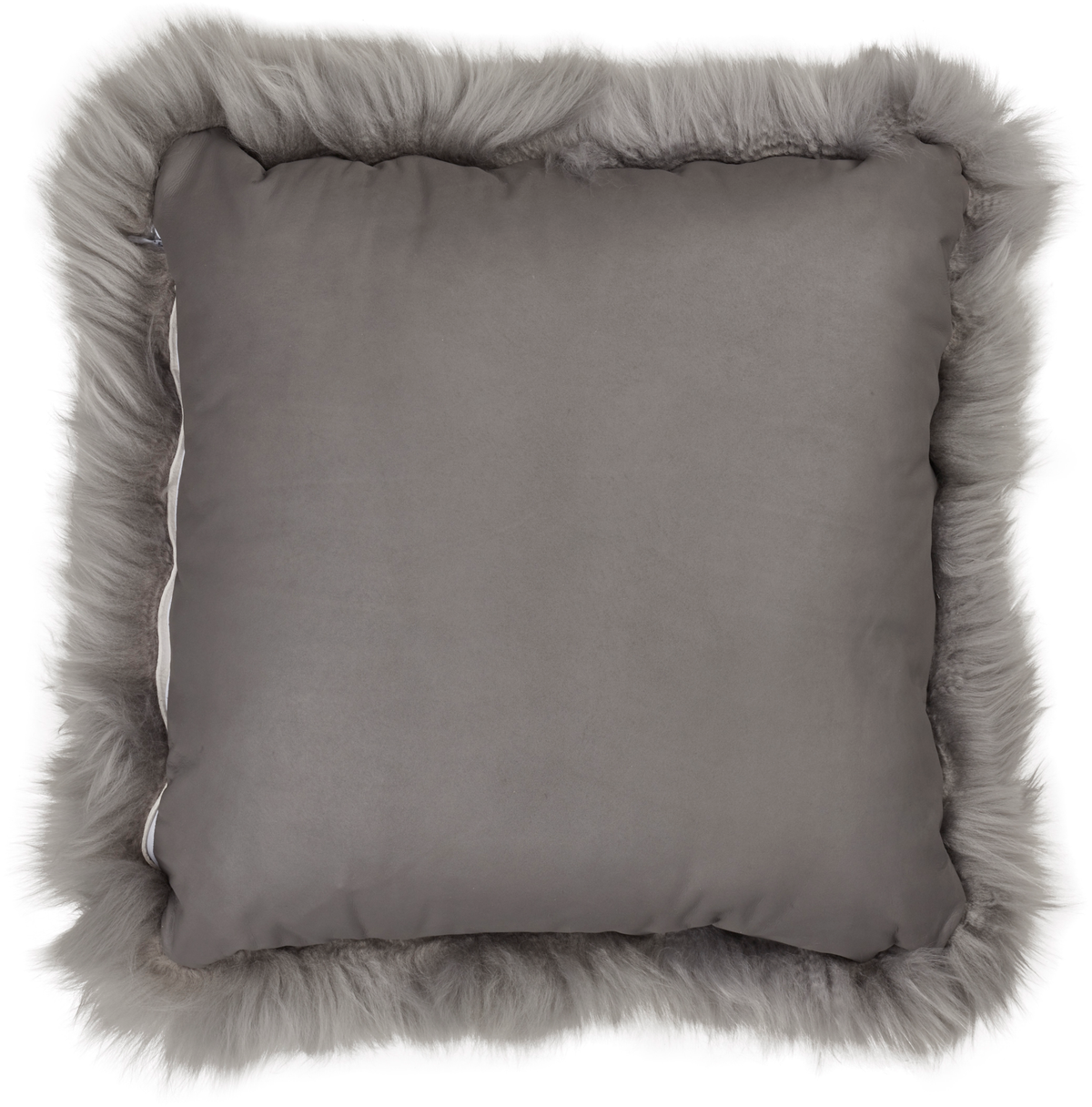 Long-Wool Sheepskin Cushion | LW | Leather backing Light Grey