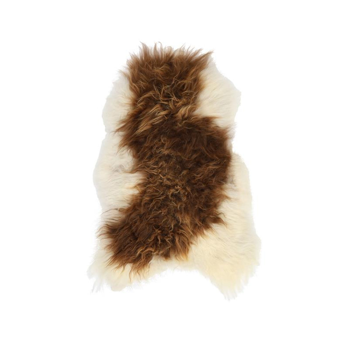 Icelandic Sheepskin | Long Wool | 35x24 in Brown/White