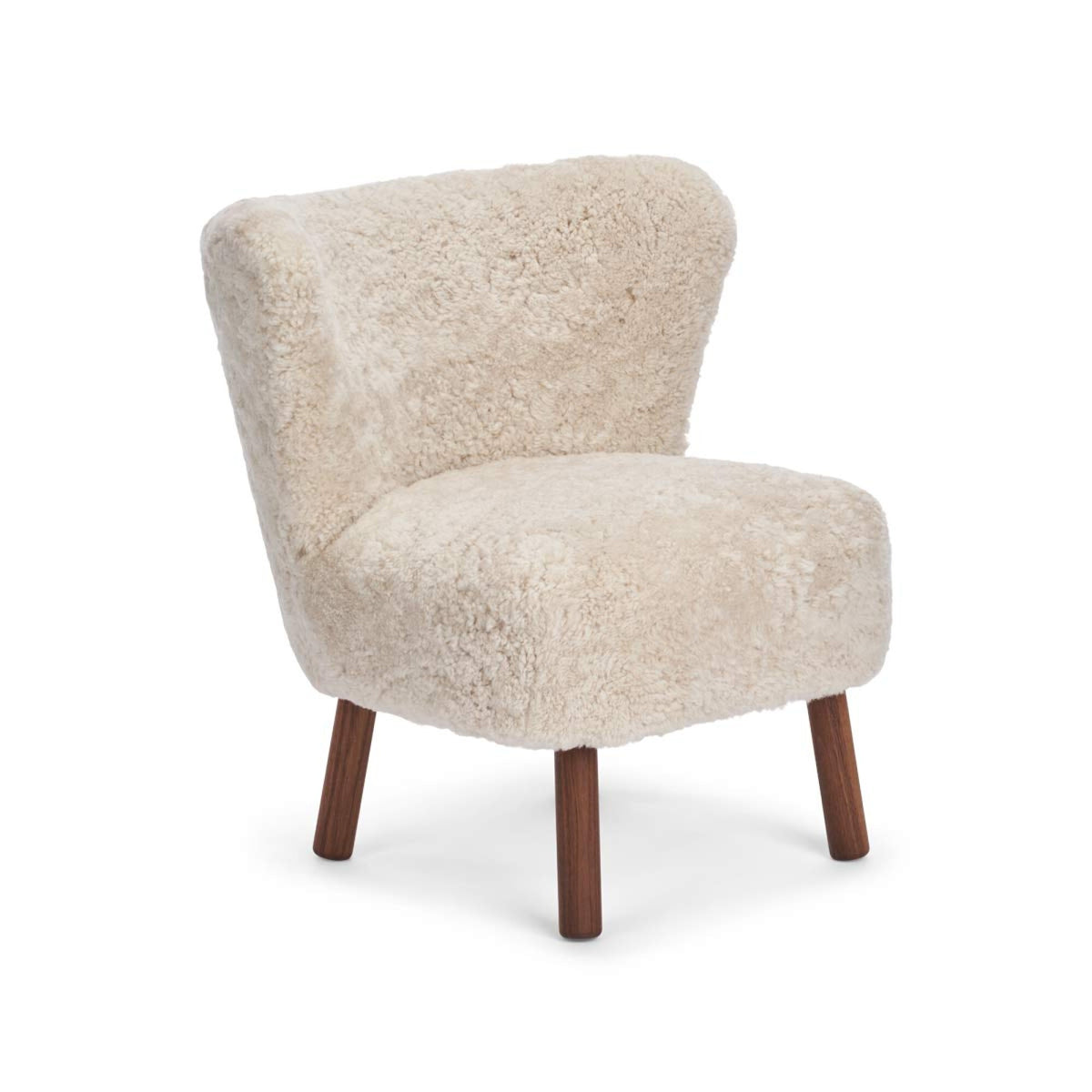 Emily Lounge Chair | Short Wool Pearl / Walnut Legs