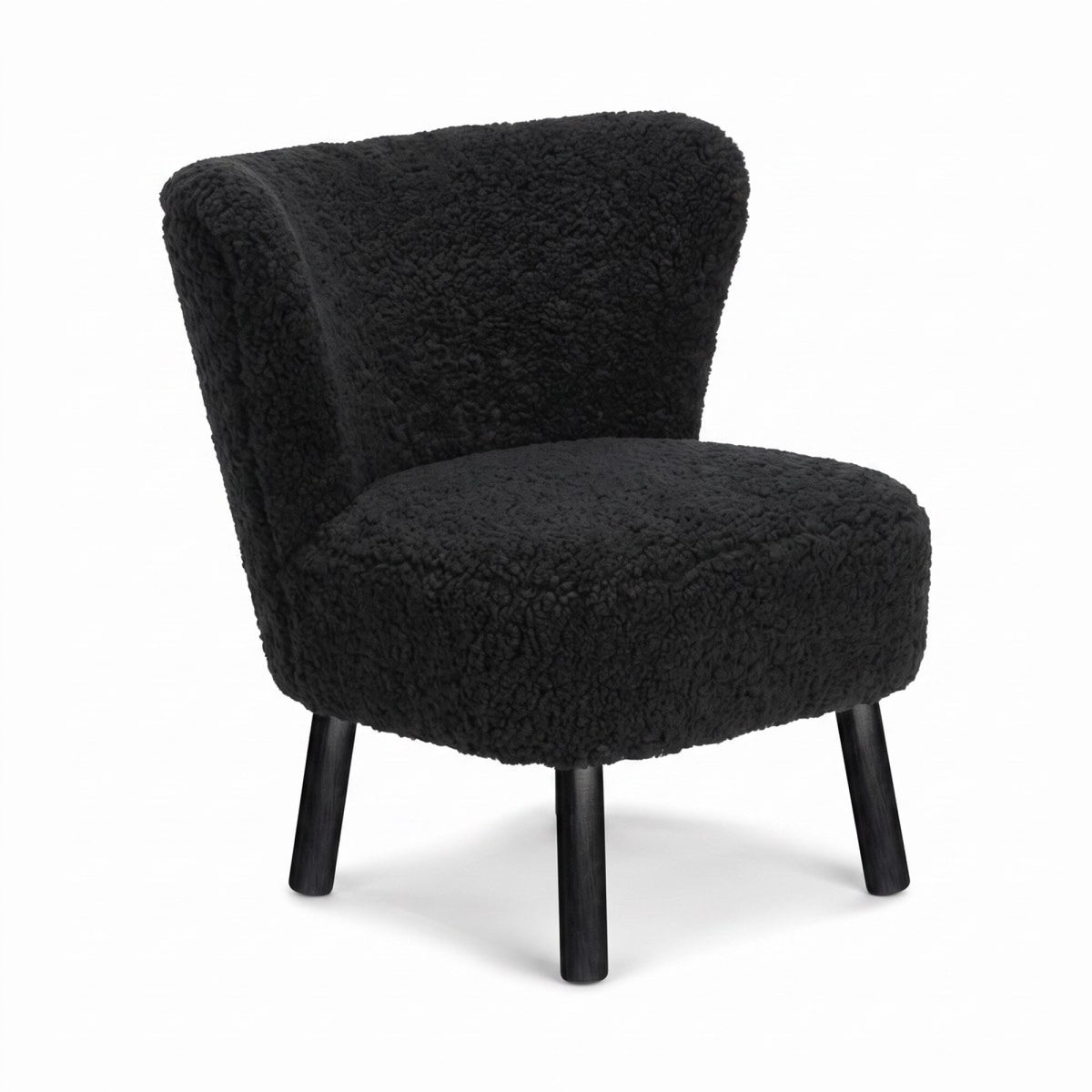 Emily Lounge Chair | Short Wool Black / Black Beech Legs