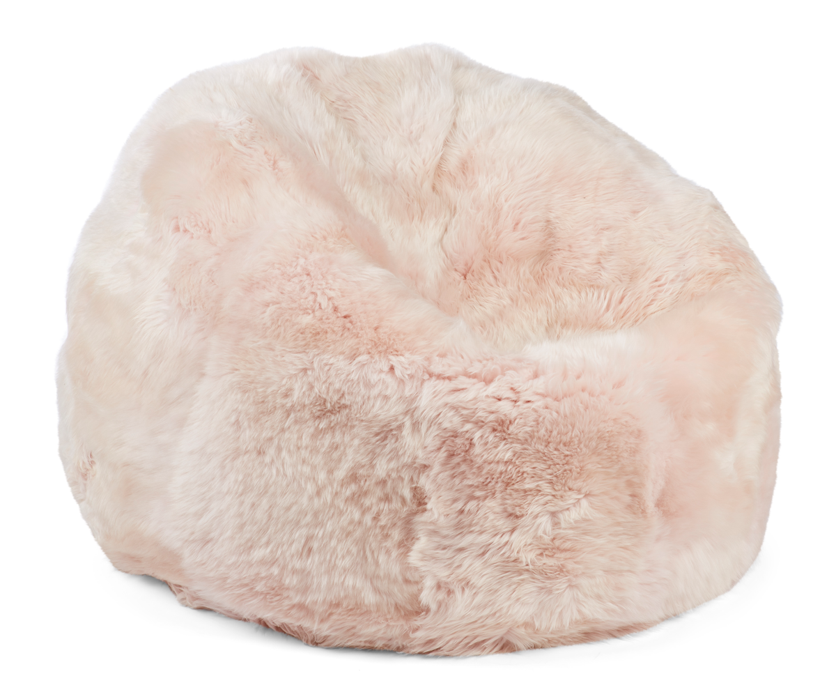 Round Sheepskin Bean Bag | Long Wool | Medium | Large Candy / D37x36 in