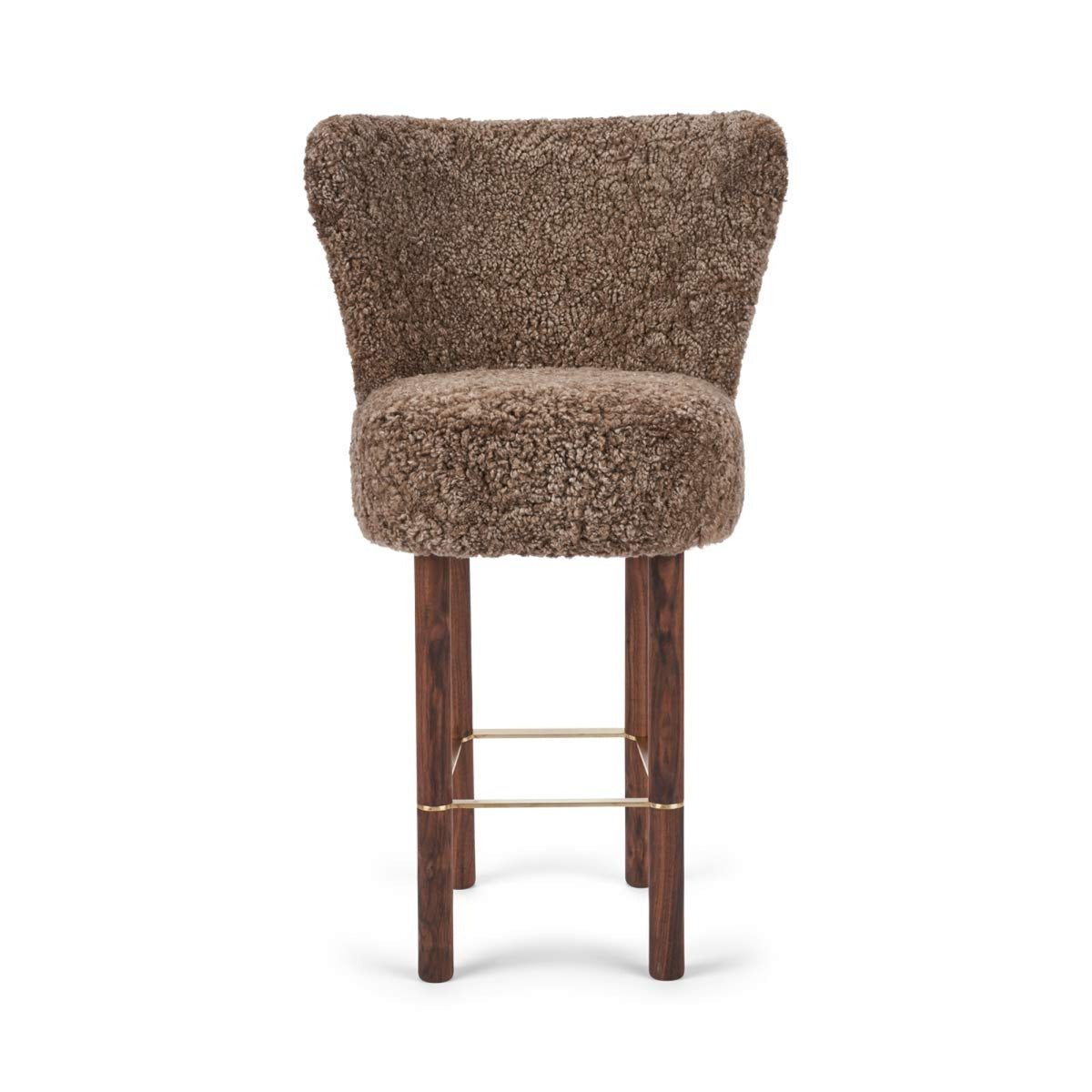 Emilia Bar Stool Taupe / Walnut Legs w. Brass Frame