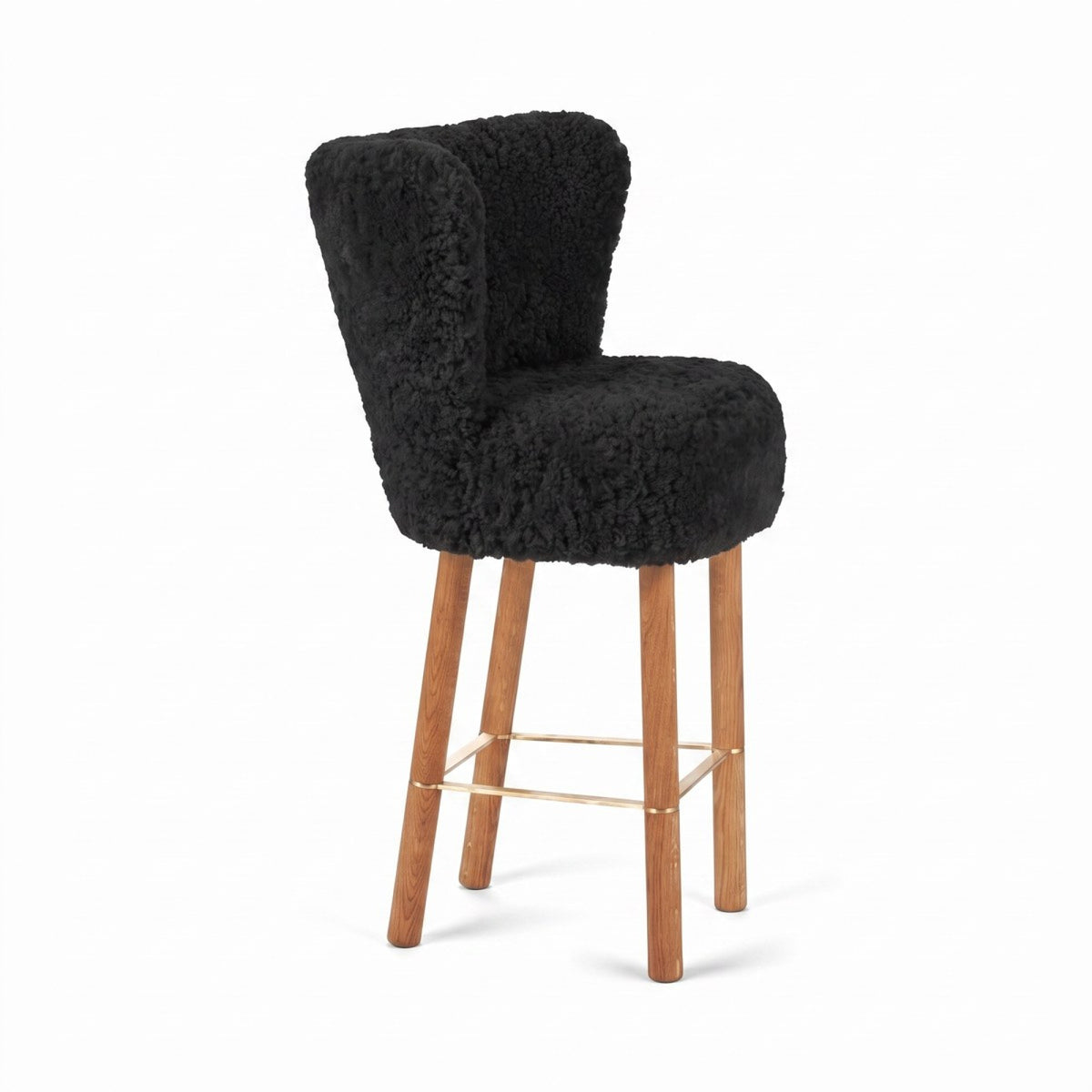 Emilia Bar Stool Black / Oak Legs w. Brass Frame