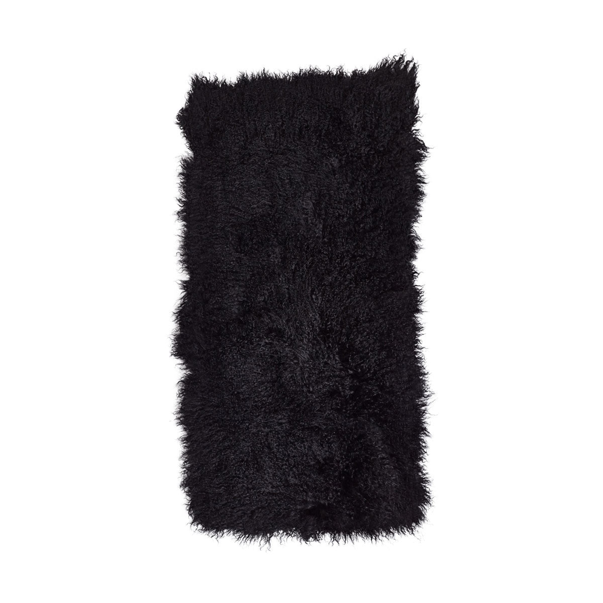 Plaid of Curly Sheepskin | 24x47 in Black
