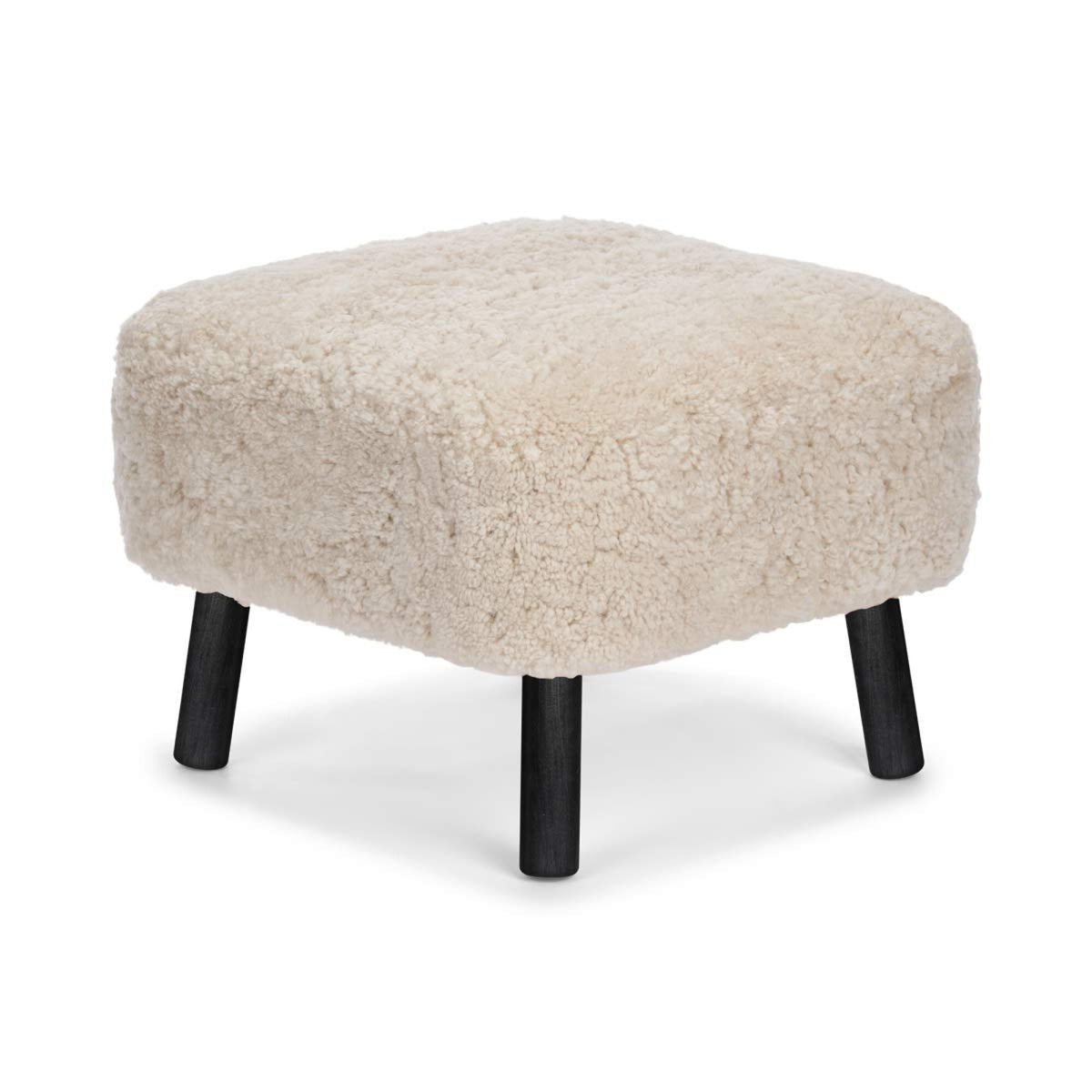 Emily Foot Rest | Short Wool Pearl / Black Beech Legs