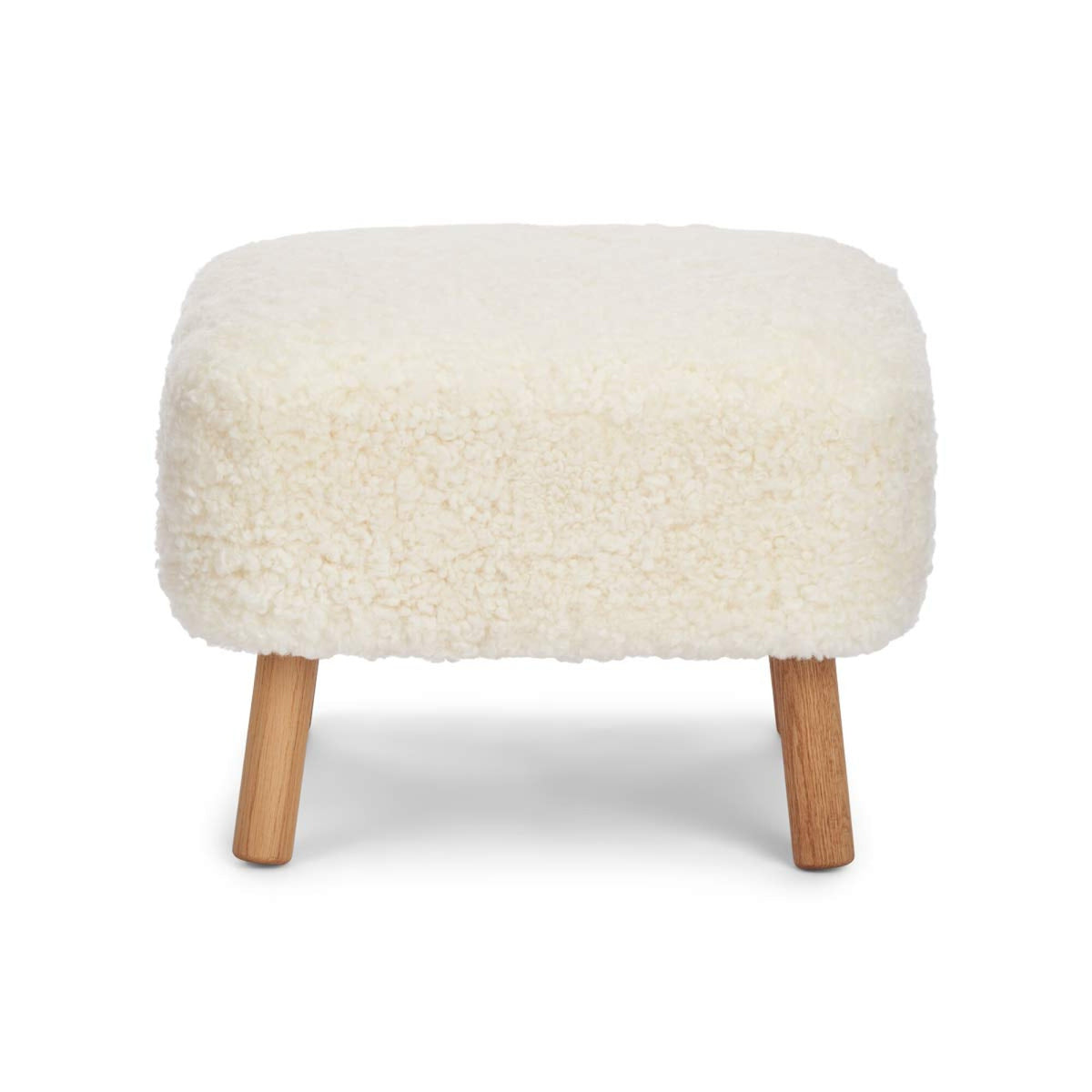 Emily Foot Rest | Short Wool Ivory / Oak Legs