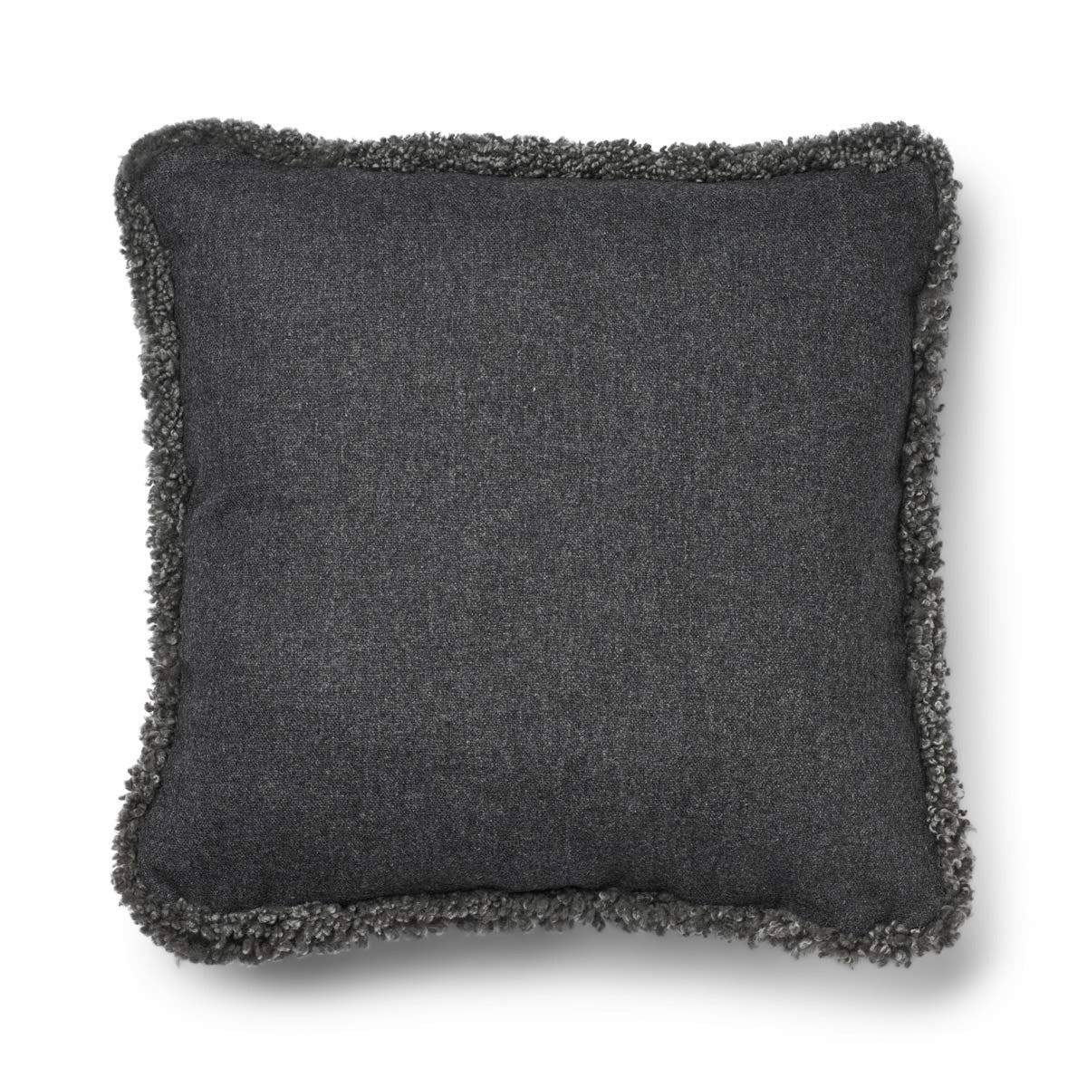 Short-Wool Sheepskin Cushion | SW trim | 20x20 in | 13x20 in Rock/Graphite / 20x20 in