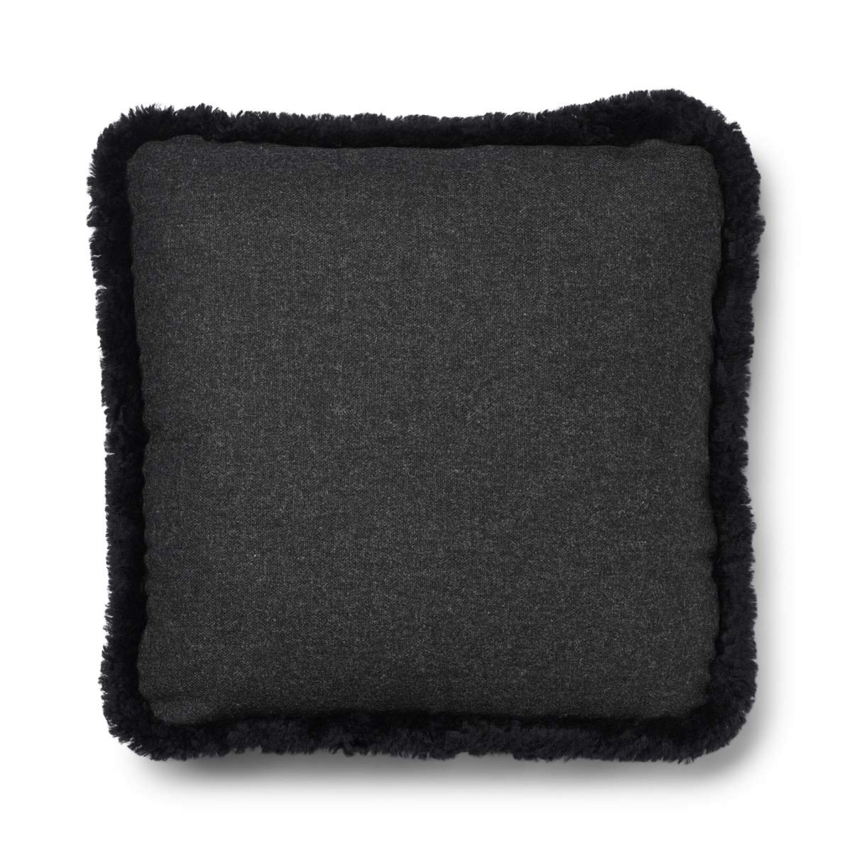 Short-Wool Sheepskin Cushion | SW trim | 20x20 in | 13x20 in Charcoal/Black / 20x20 in