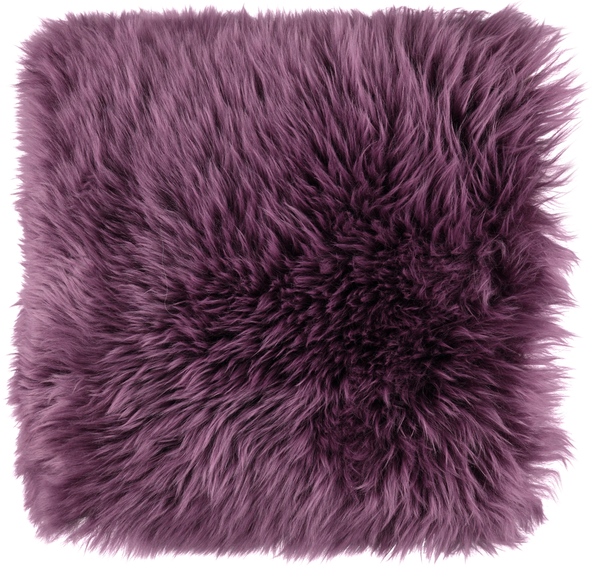Long-Wool Sheepskin Cushion | 20x20 in Aubergine