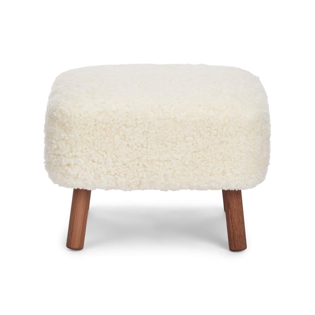 Emily Foot Rest | Short Wool Ivory / Walnut Legs