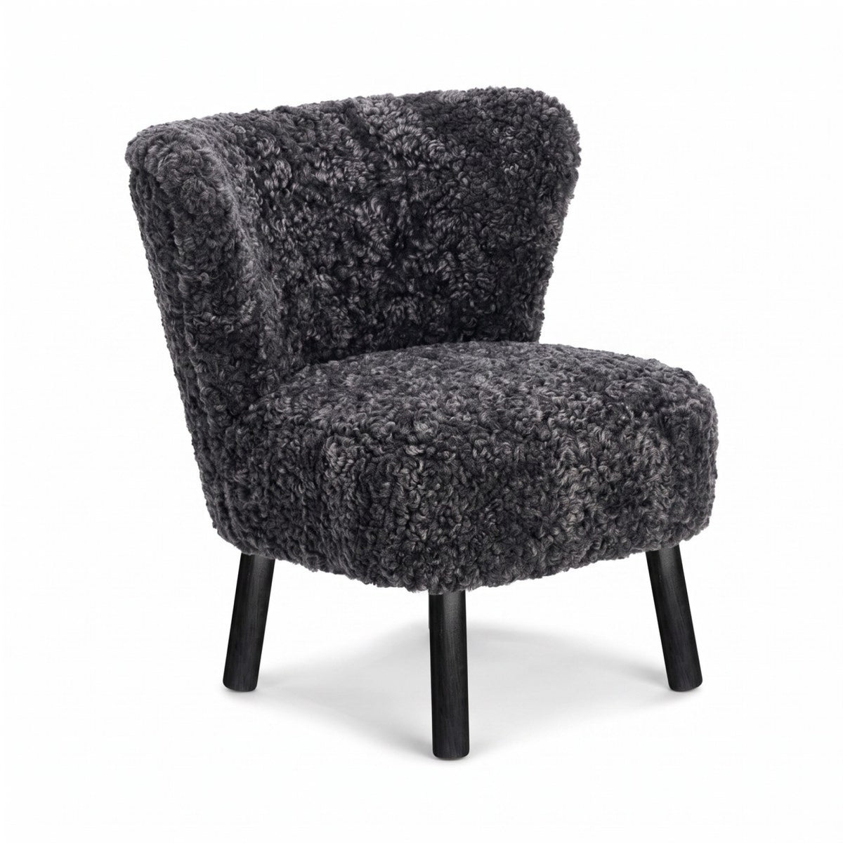 Emily Lounge Chair | Short Wool Anthracite / Black Beech Legs