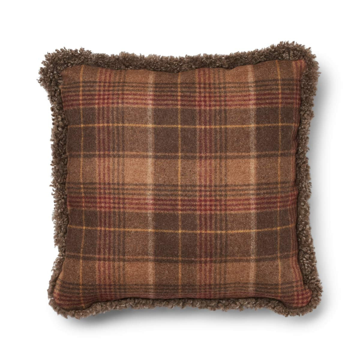 Wool Cushion | Doublesided | SW trim | 20x20 in | 13x20 in Cocoa-Dark Brown/Taupe / 20x20 in