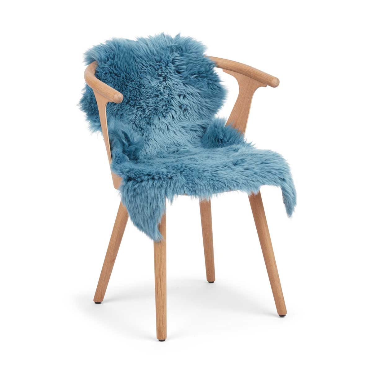 New Zealand Sheepskin | Long Wool | Dyed | 35 in Coral Blue