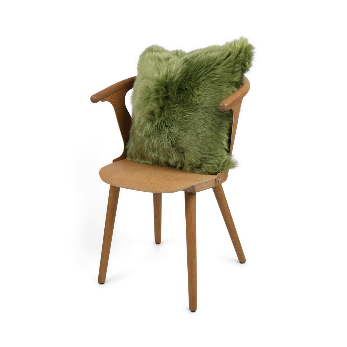 Sheepskin Cushion | Long Wool | New Zealand | Square Green