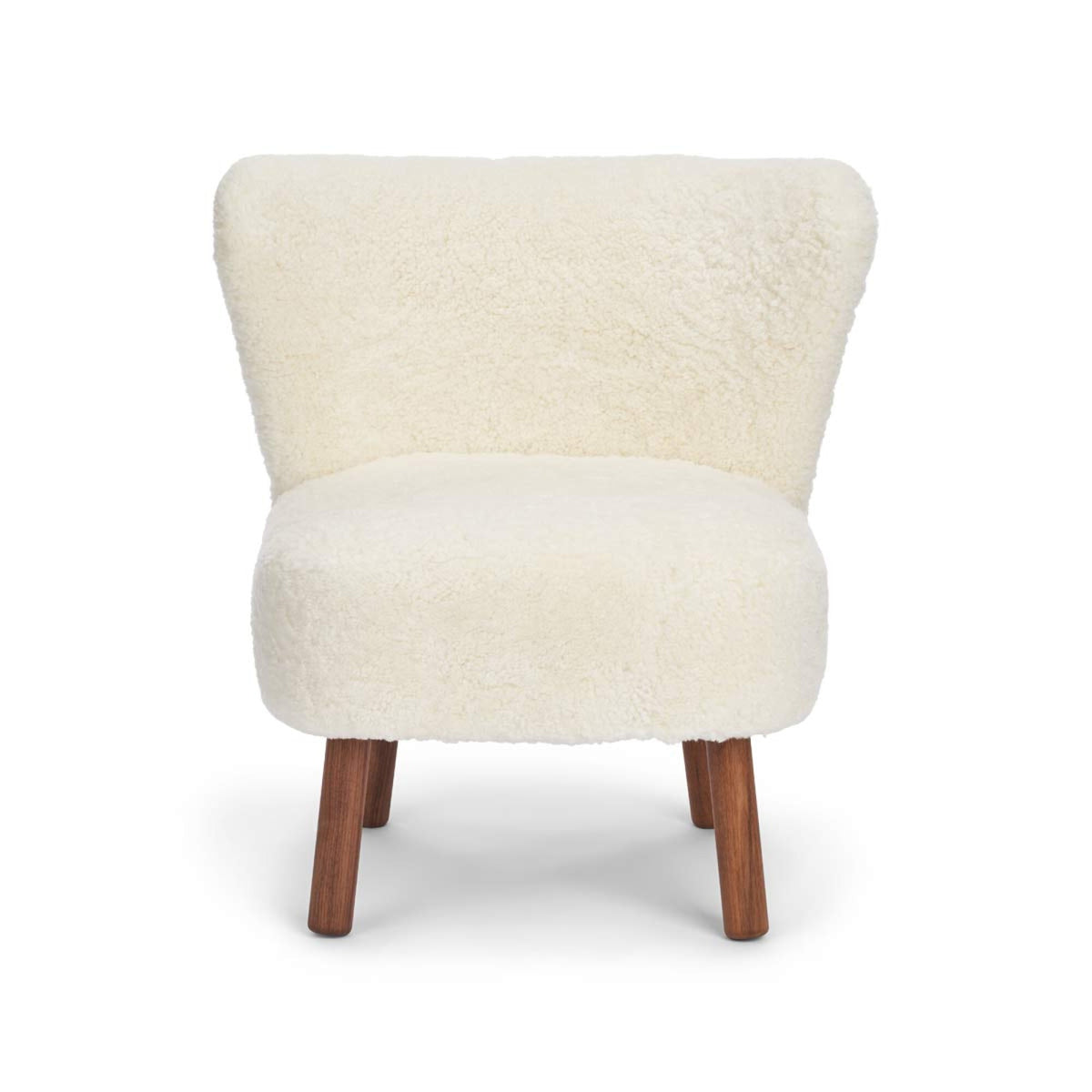 Emily Lounge Chair | Short Wool Ivory / Walnut Legs