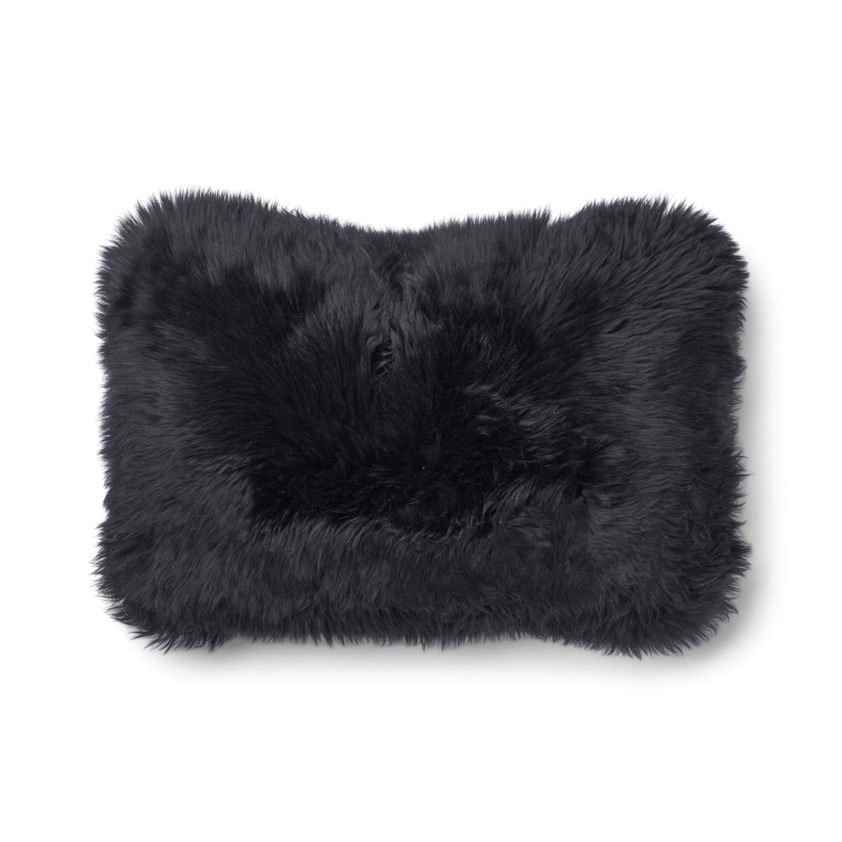 Long-Wool Sheepskin Cushion | 20x20 in | 13x20 in Charcoal/Black / 13x20 in