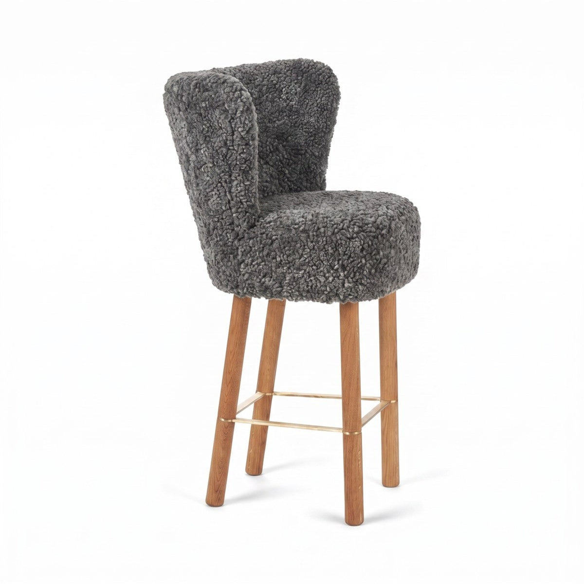 Emilia Bar Stool Graphite / Oak Legs w. Brass Frame