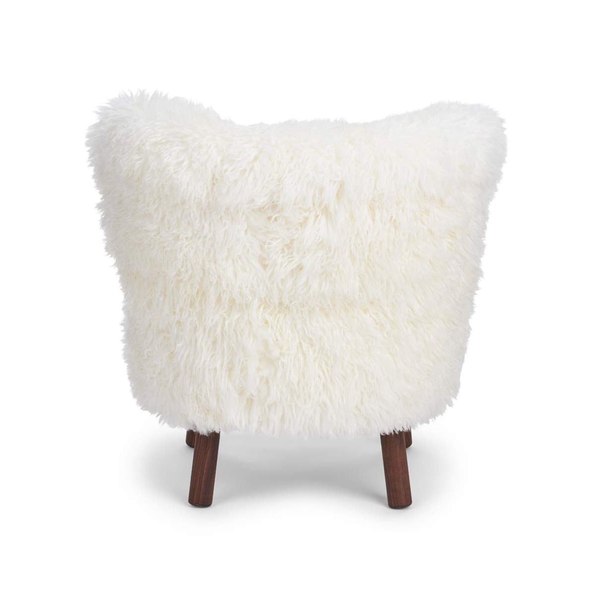 Emily Lounge Chair | Long Wool Snow White / Walnut Legs