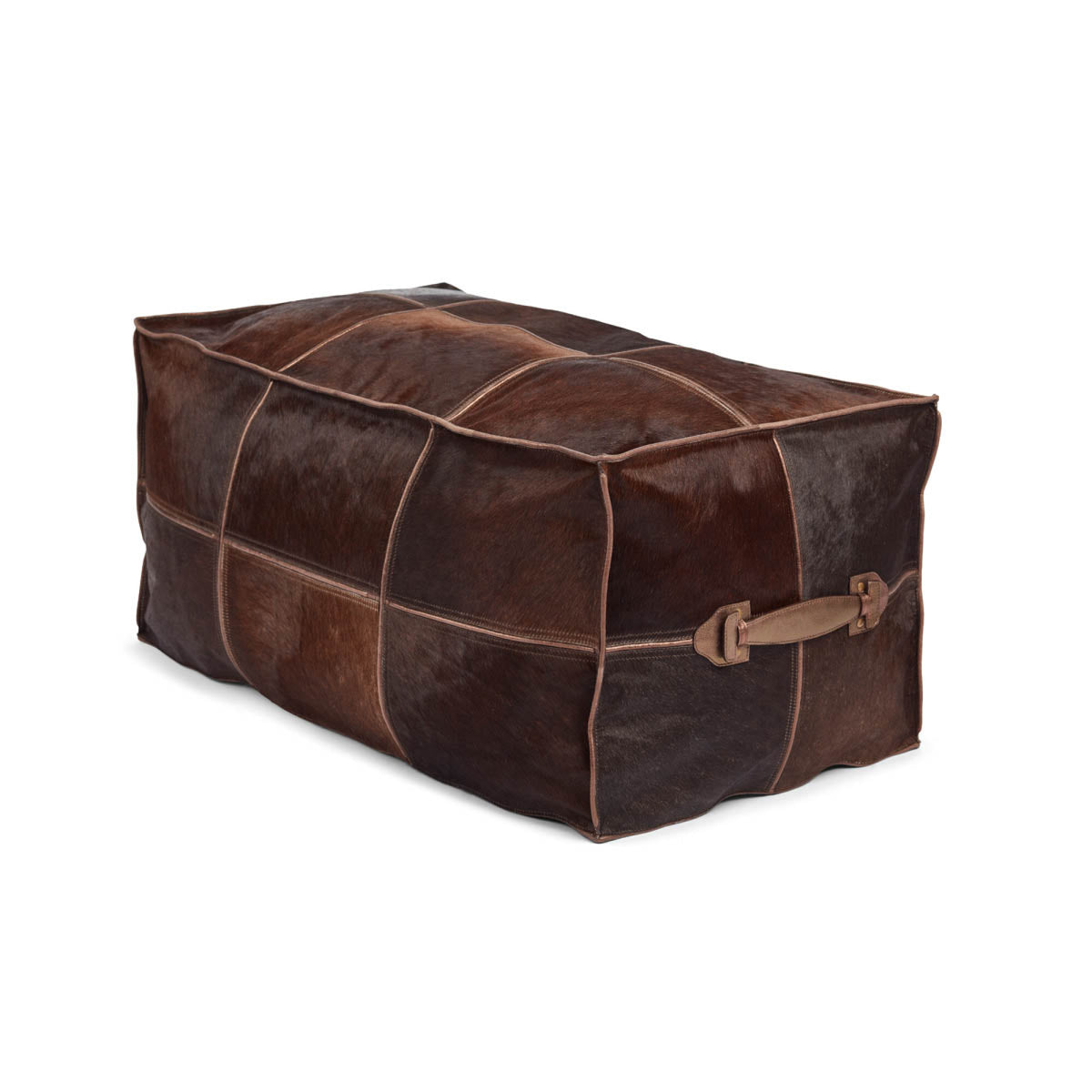 Calf Leather Pouf | Long | 32x18x15 in Brown