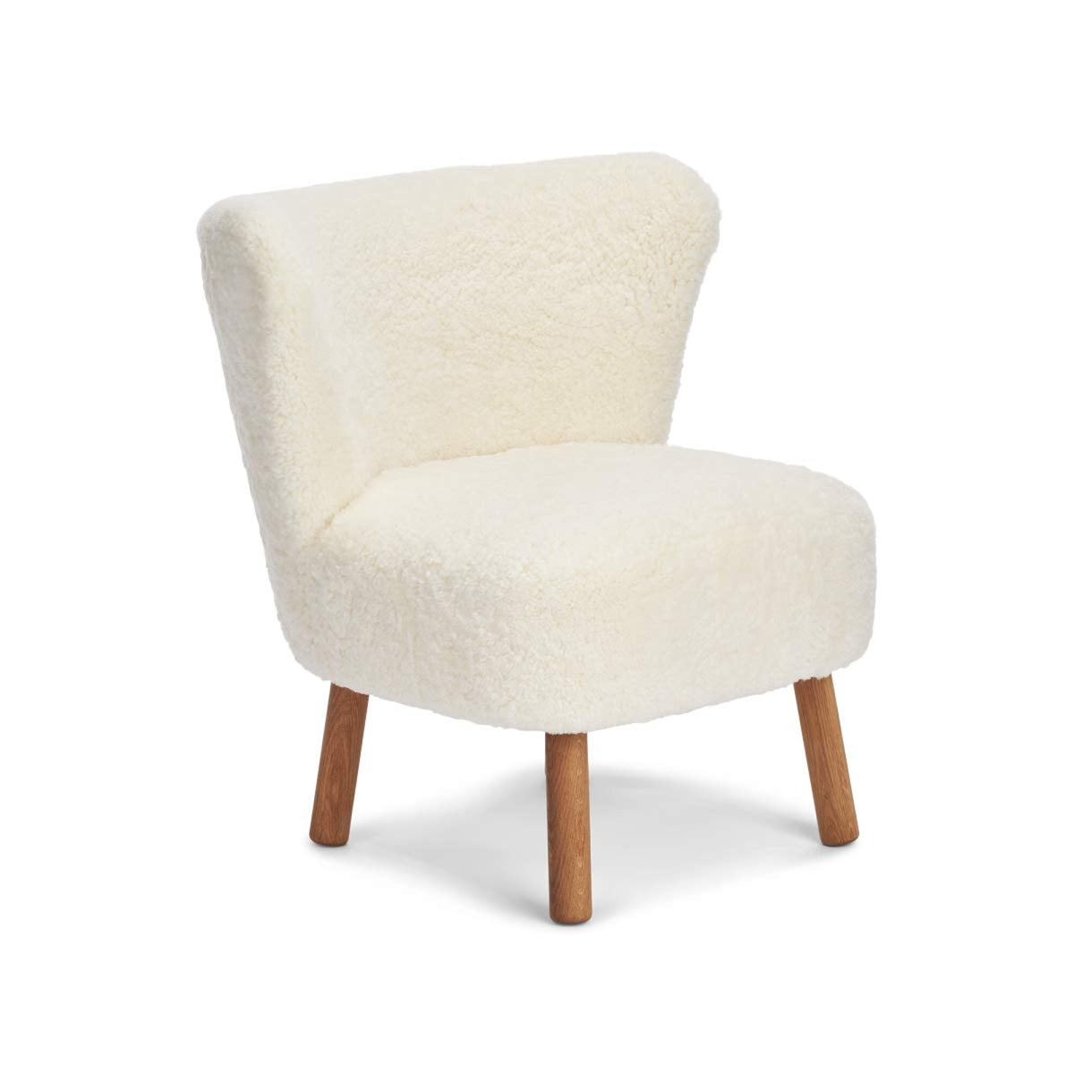 Emily Lounge Chair | Short Wool Ivory / Oak Legs
