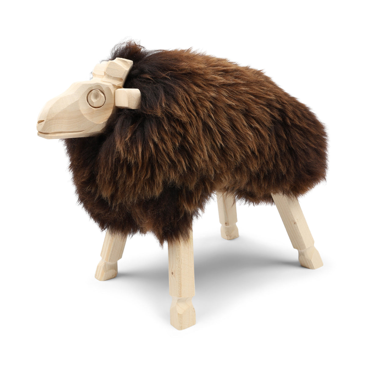 Alpine Sheep Sculpture Natural Brown / S