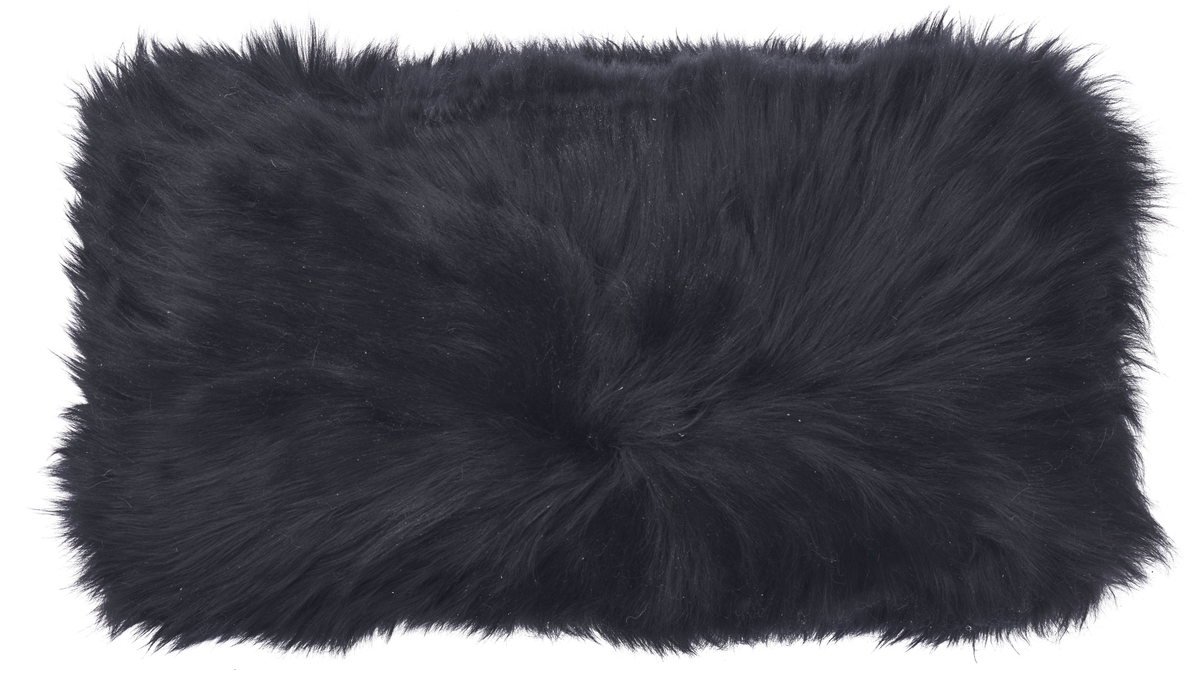 Long-Wool Sheepskin Cushion | Doublesided | New Zealand | 10x20 in Black