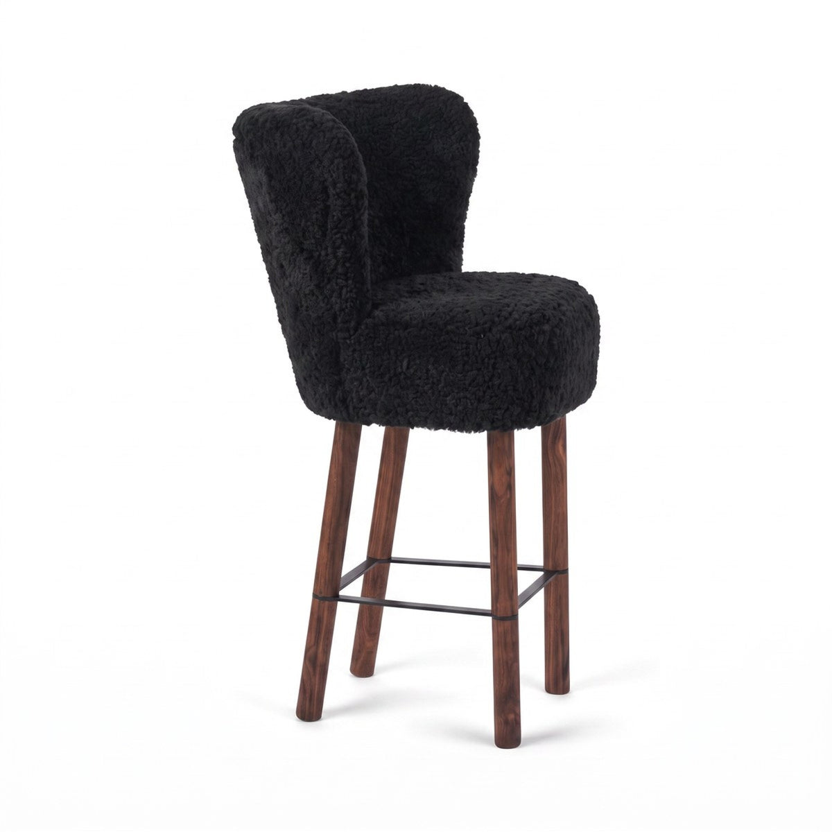 Emilia Bar Stool Black / Walnut Legs w. Black Steel Frame