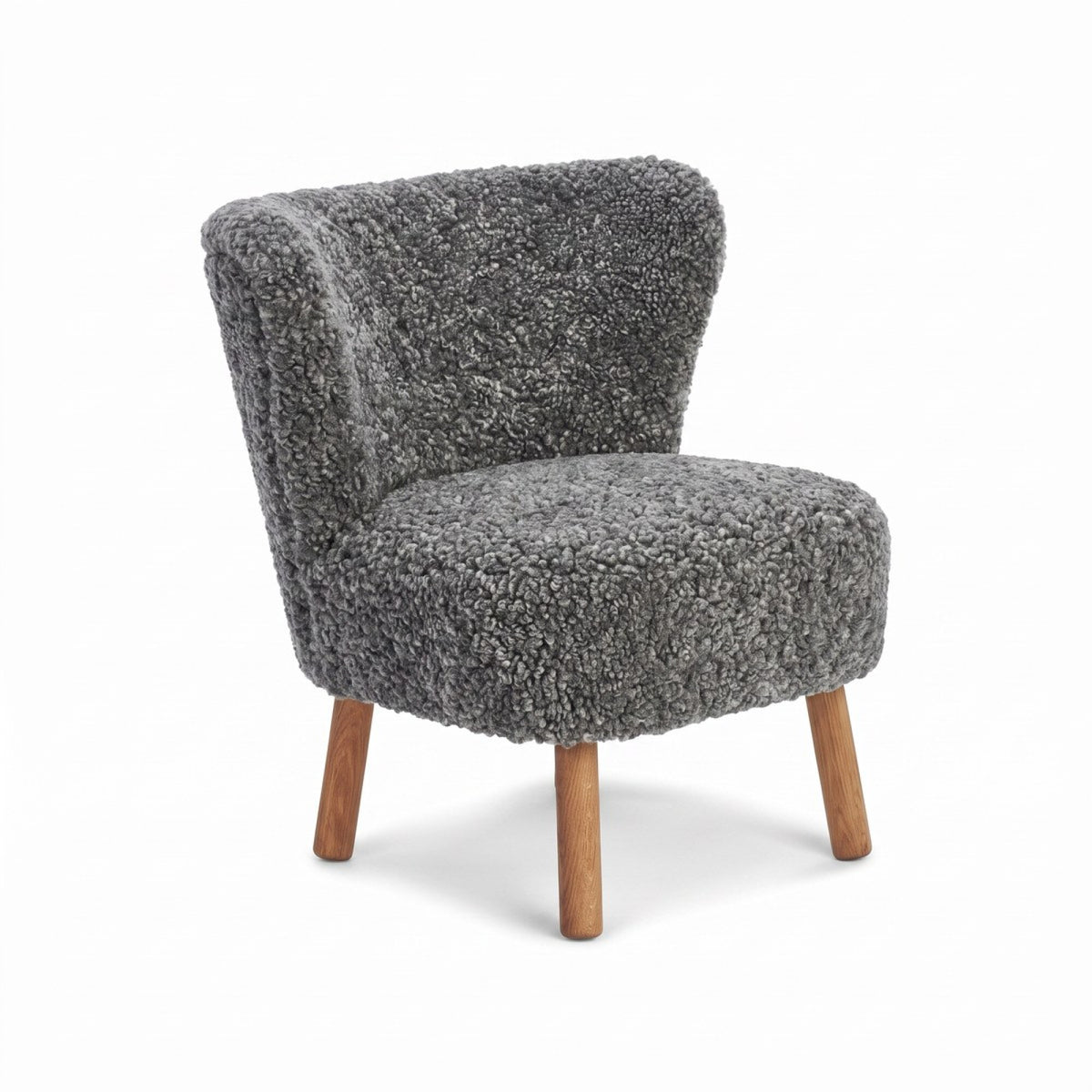 Emily Lounge Chair | Short Wool Graphite / Oak Legs